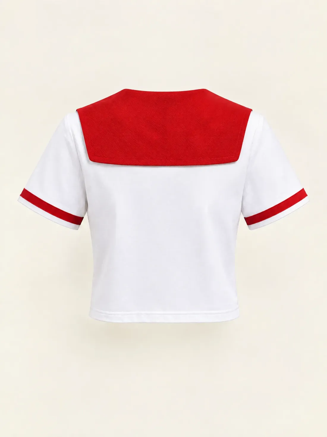 Beacon Red Collar Tee in White / Signal Red, back view