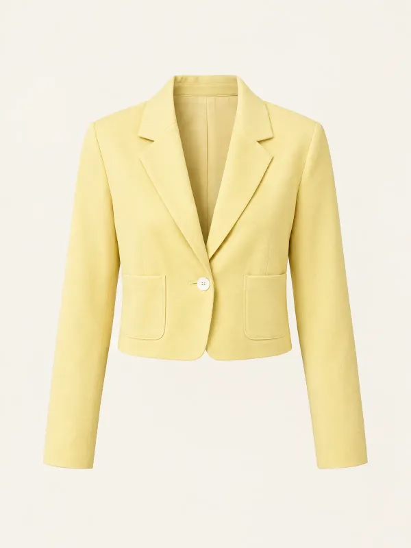 Boardwalk Cropped Blazer in Butter, front view