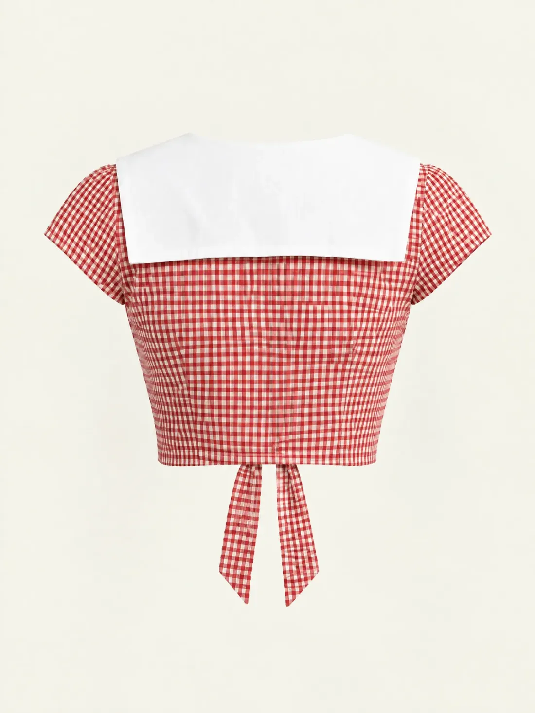 Cabin Gingham Sailor Top in Red Gingham / White, back view