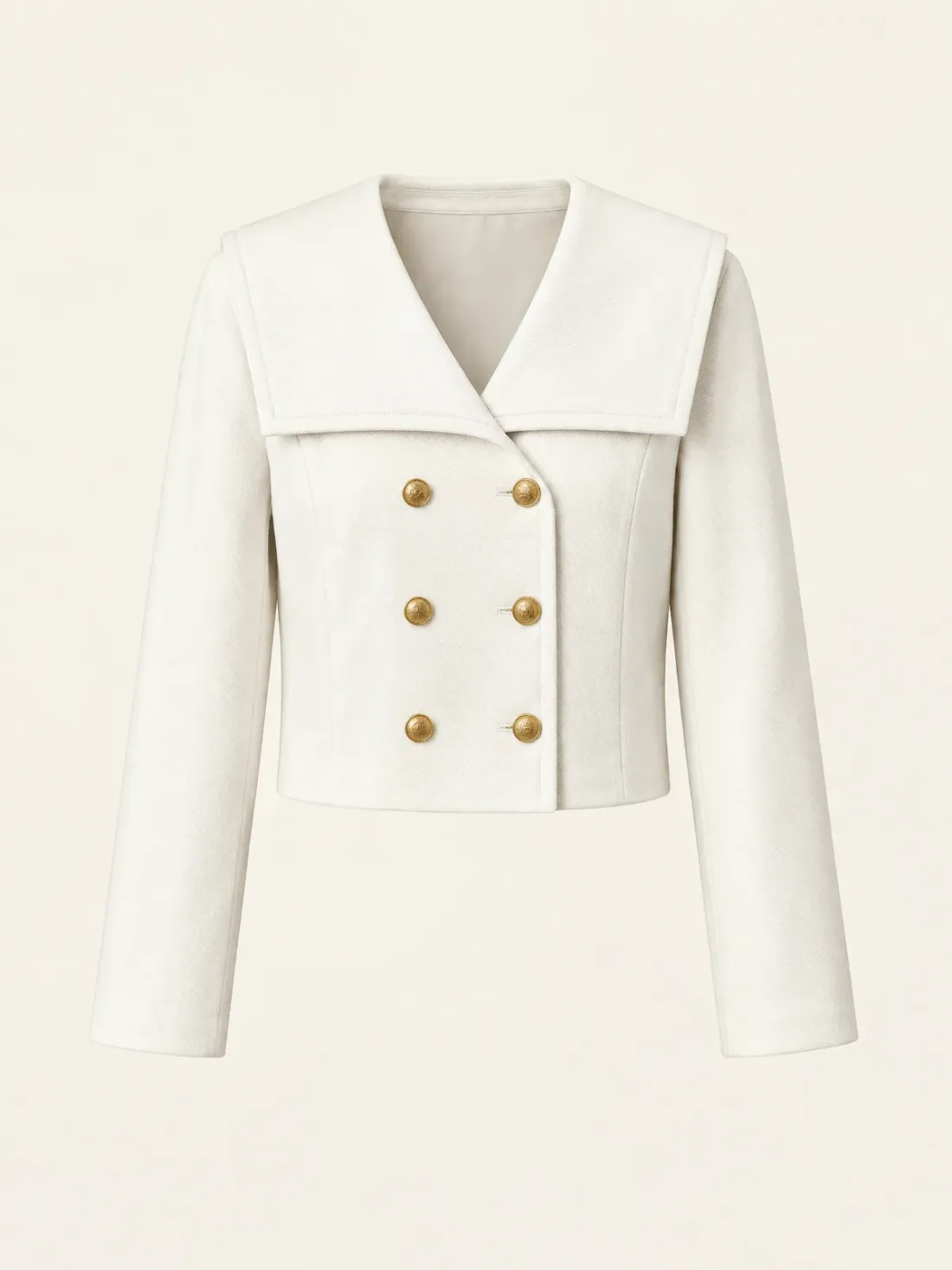 Deck Letter Boxy Jacket in Chalk / Gold-Tone, front view