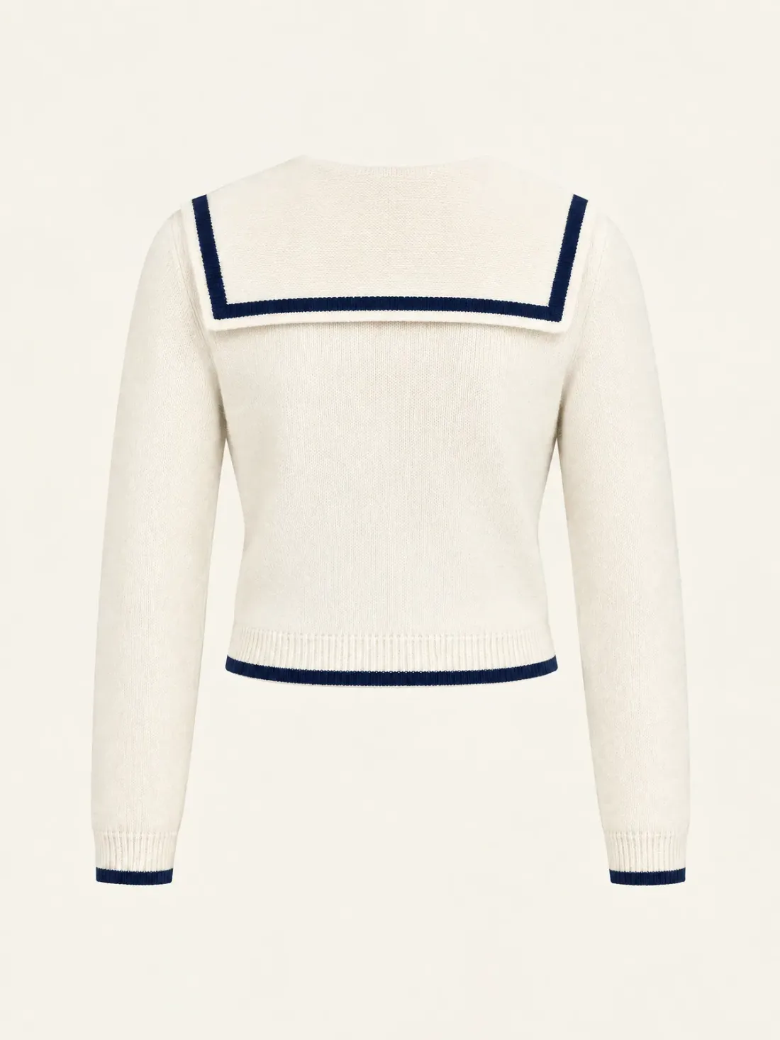 Ferry Cardigan-Collar Knit in Ecru / Ink, back view