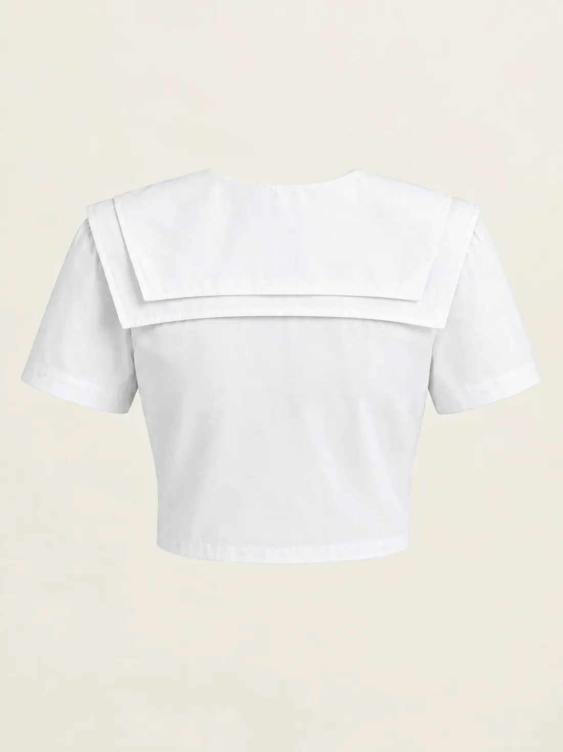 Gull Wing Collar Blouse in White, back view