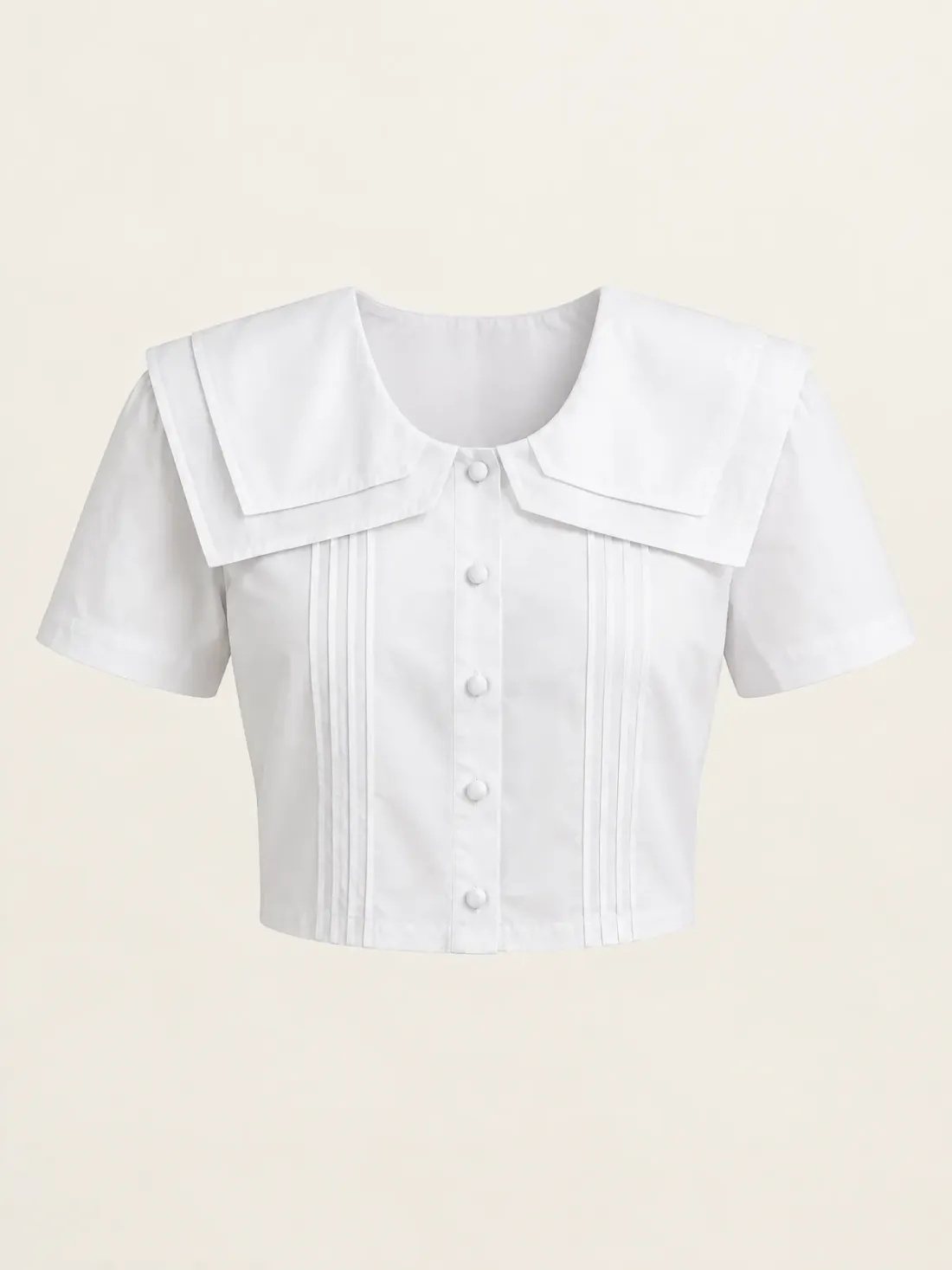 Gull Wing Collar Blouse in White, front view