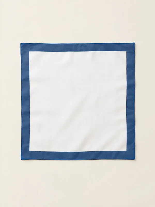 Harbour Bordered Neckerchief in White / Harbour Blue, front view