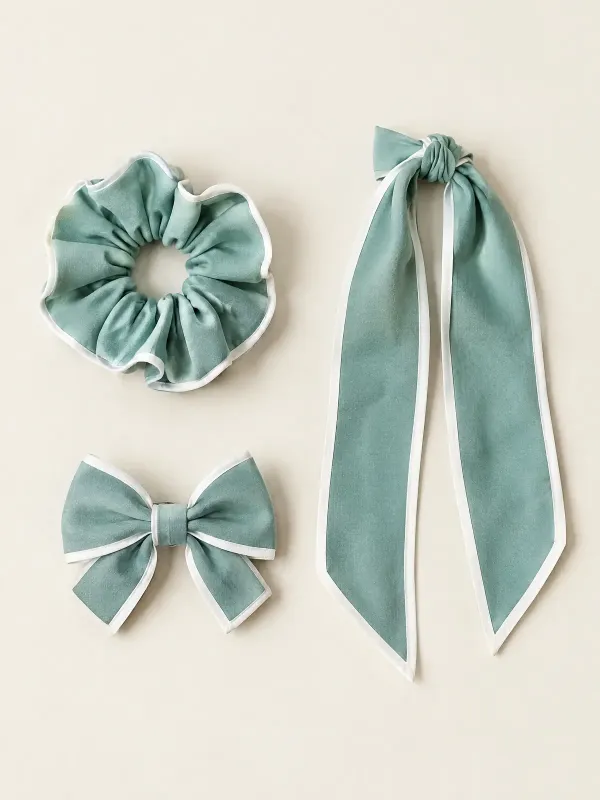 Harbour Hair Set of Three in Sea Glass / White, front view