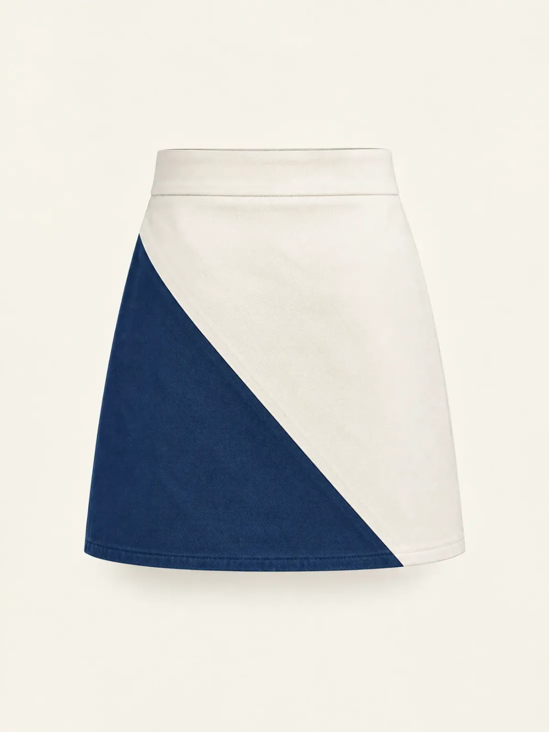Jib Asymmetric Button Mini in Chalk / Harbour Blue, back view