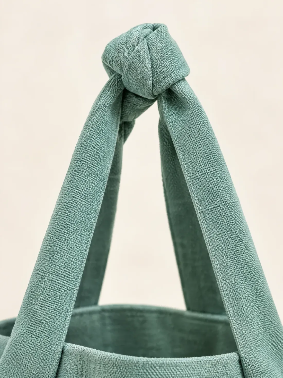 Knot Top Canvas Bucket, close-up of the knotted fabric handles