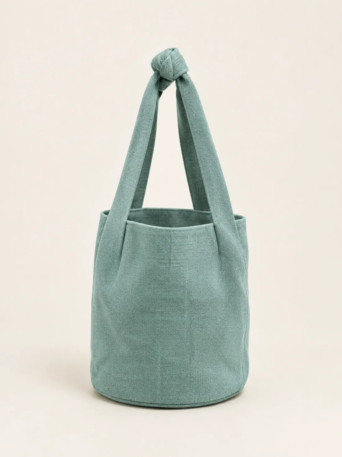 Knot Top Canvas Bucket in Sea Glass, front view