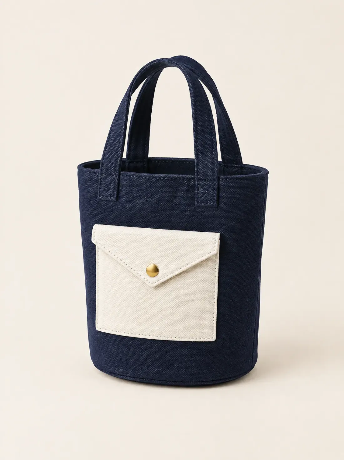 Letterbox Bucket Tote in Ink / Chalk, front view