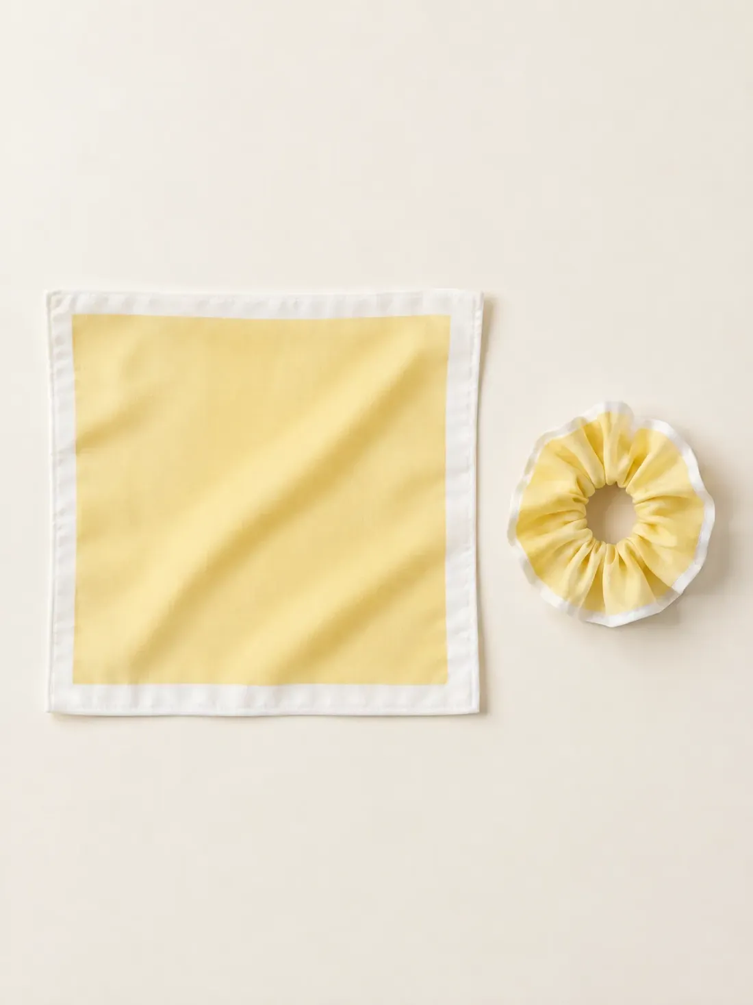 Neckerchief & Scrunchie Pair in Butter / White, front view