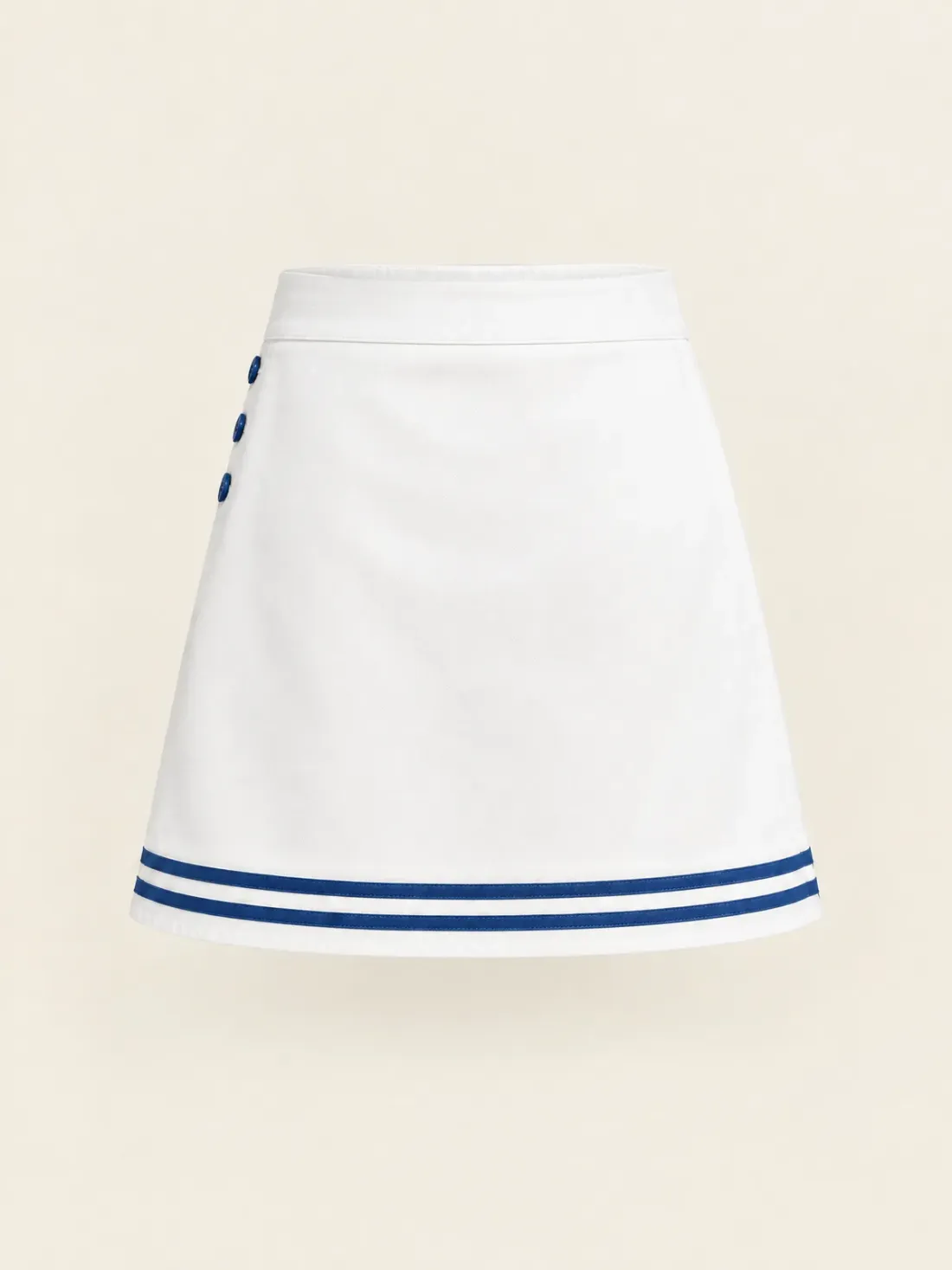 Postcard Stripe Hem Mini in White / Harbour Blue, back view