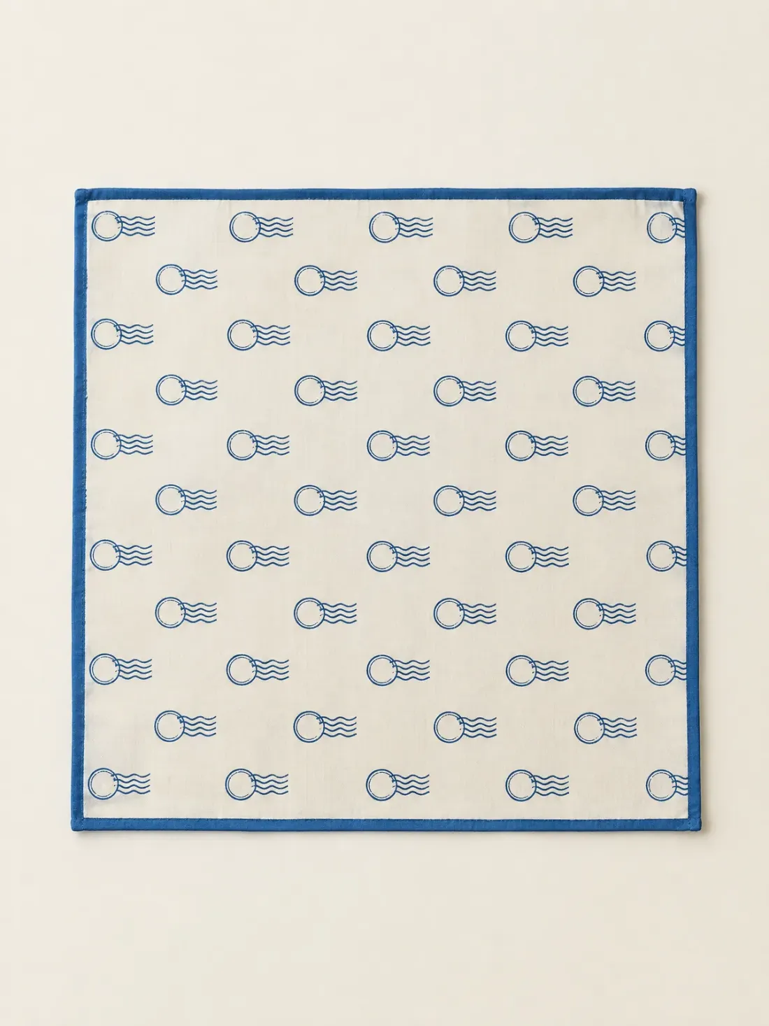 Postmark Print Neckerchief in Cream / Harbour Blue, front view
