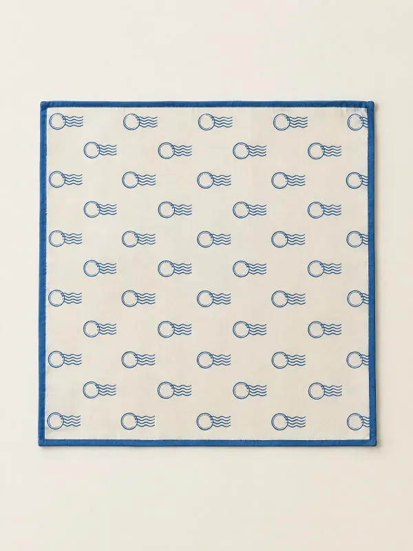 Postmark Print Neckerchief in Cream / Harbour Blue, front view