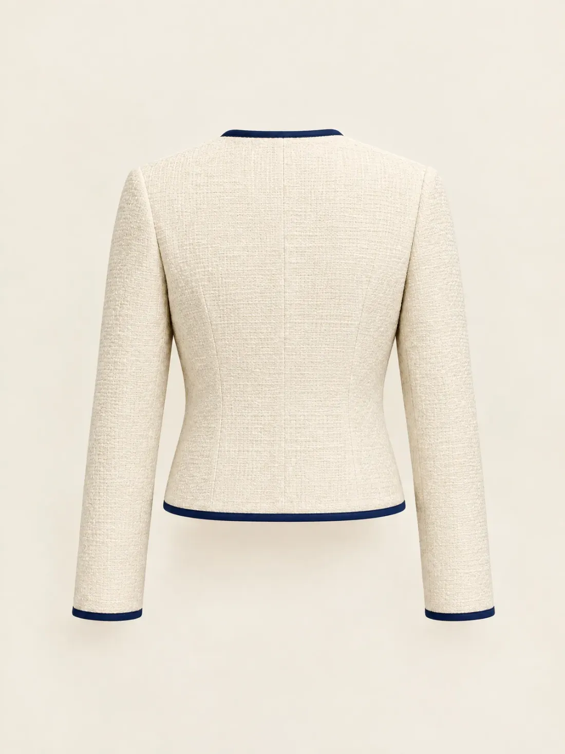 Quay Collarless Button Jacket in Ecru / Ink, back view