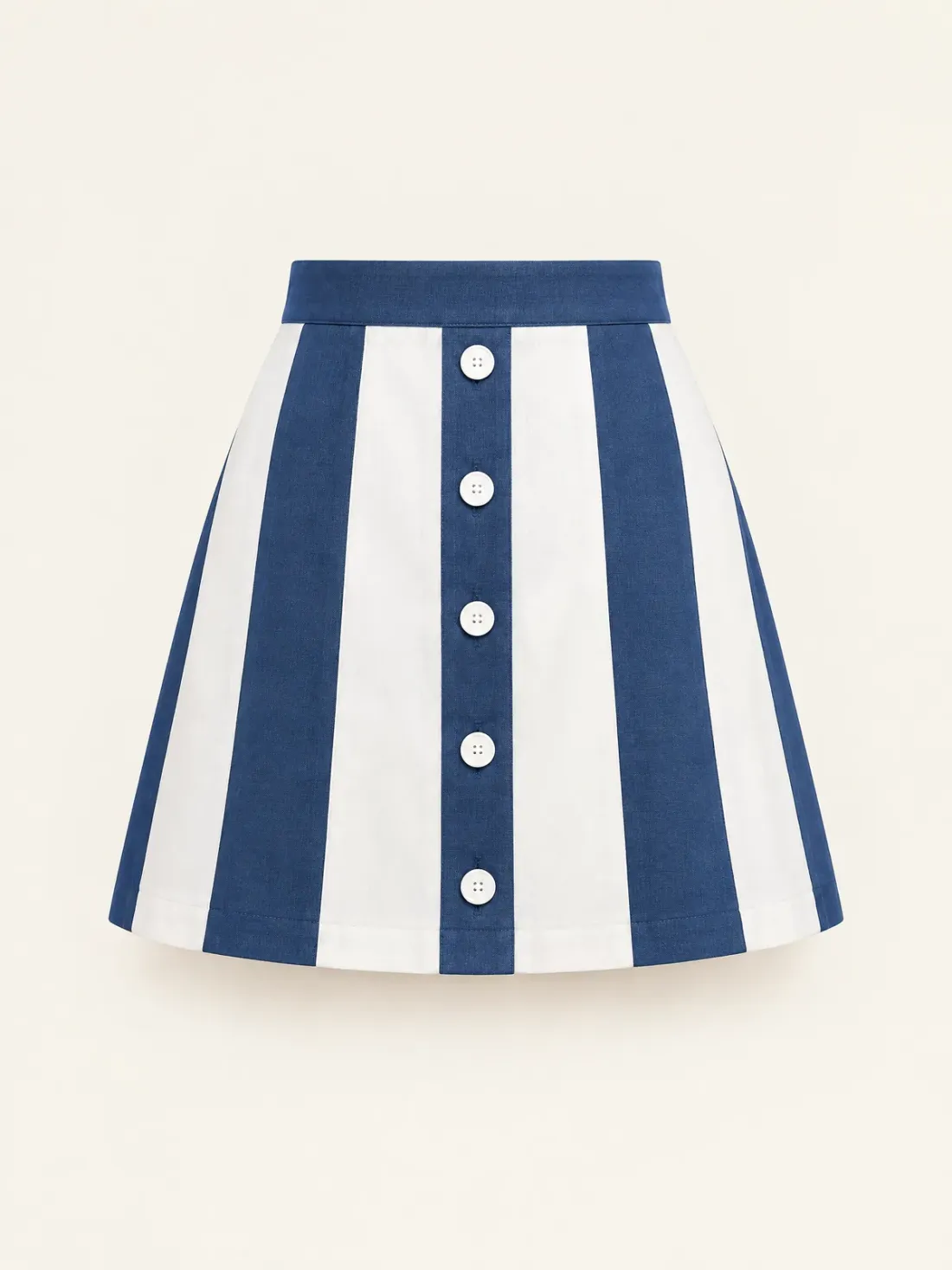 Seawall Panelled Mini in White / Harbour Blue, front view