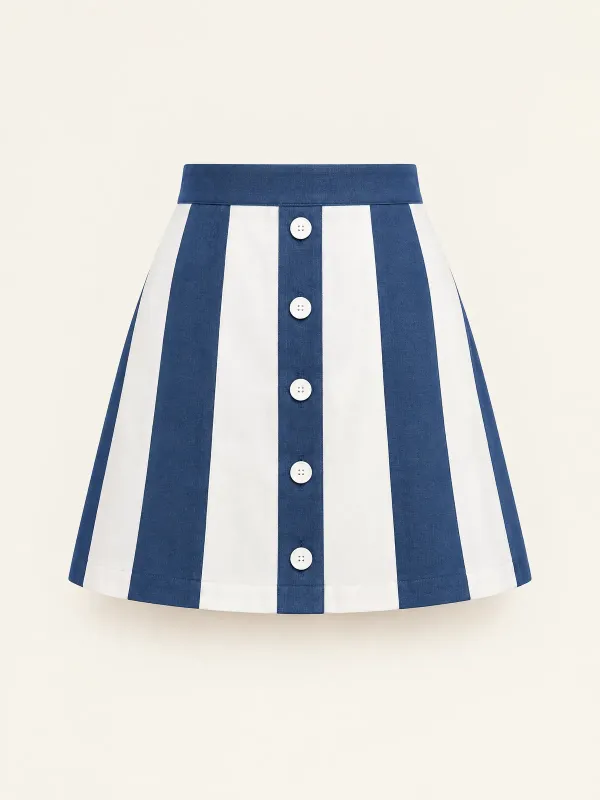 Seawall Panelled Mini in White / Harbour Blue, front view