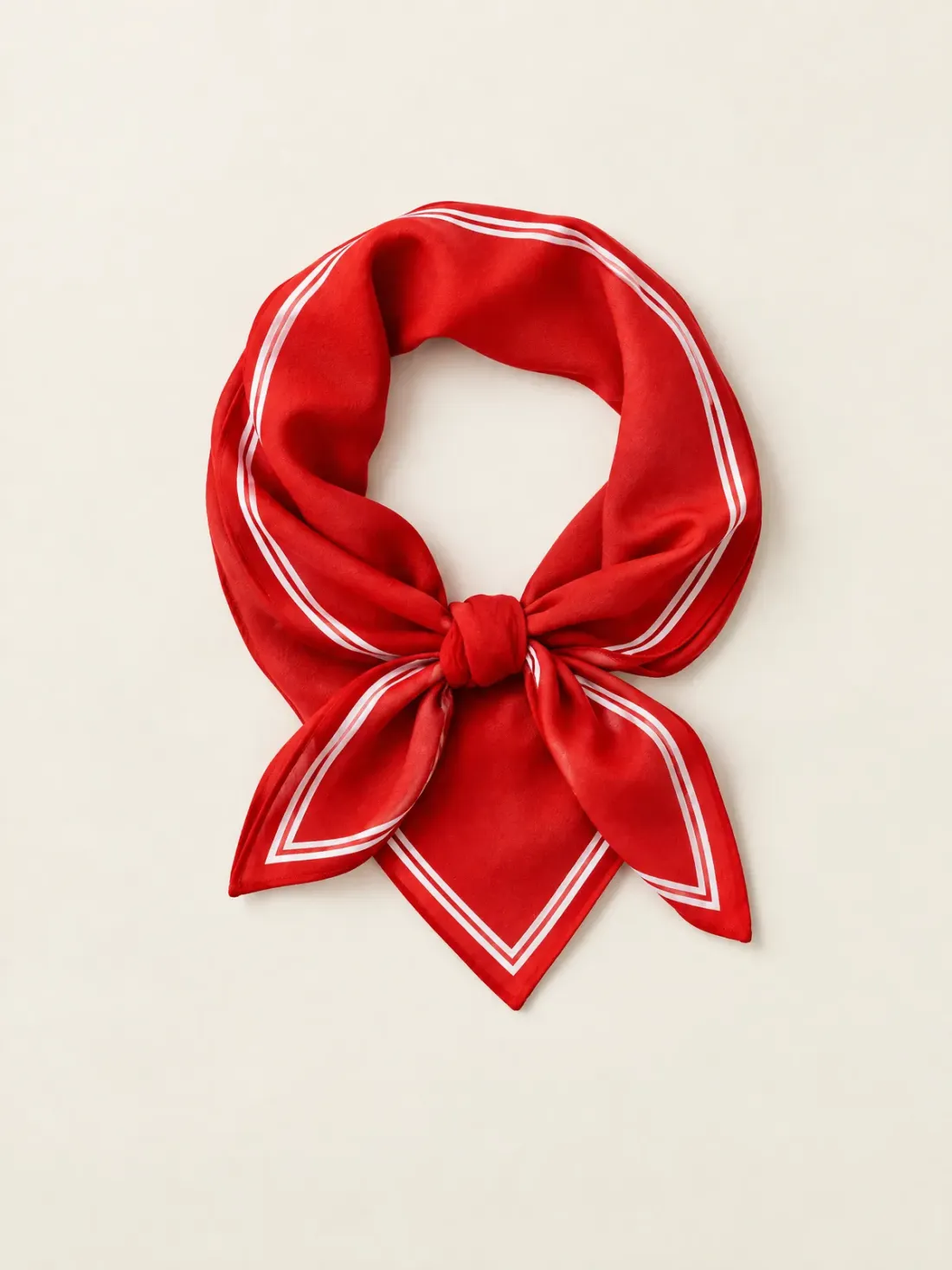 Signal Border Neckerchief in Signal Red / White, shown as worn