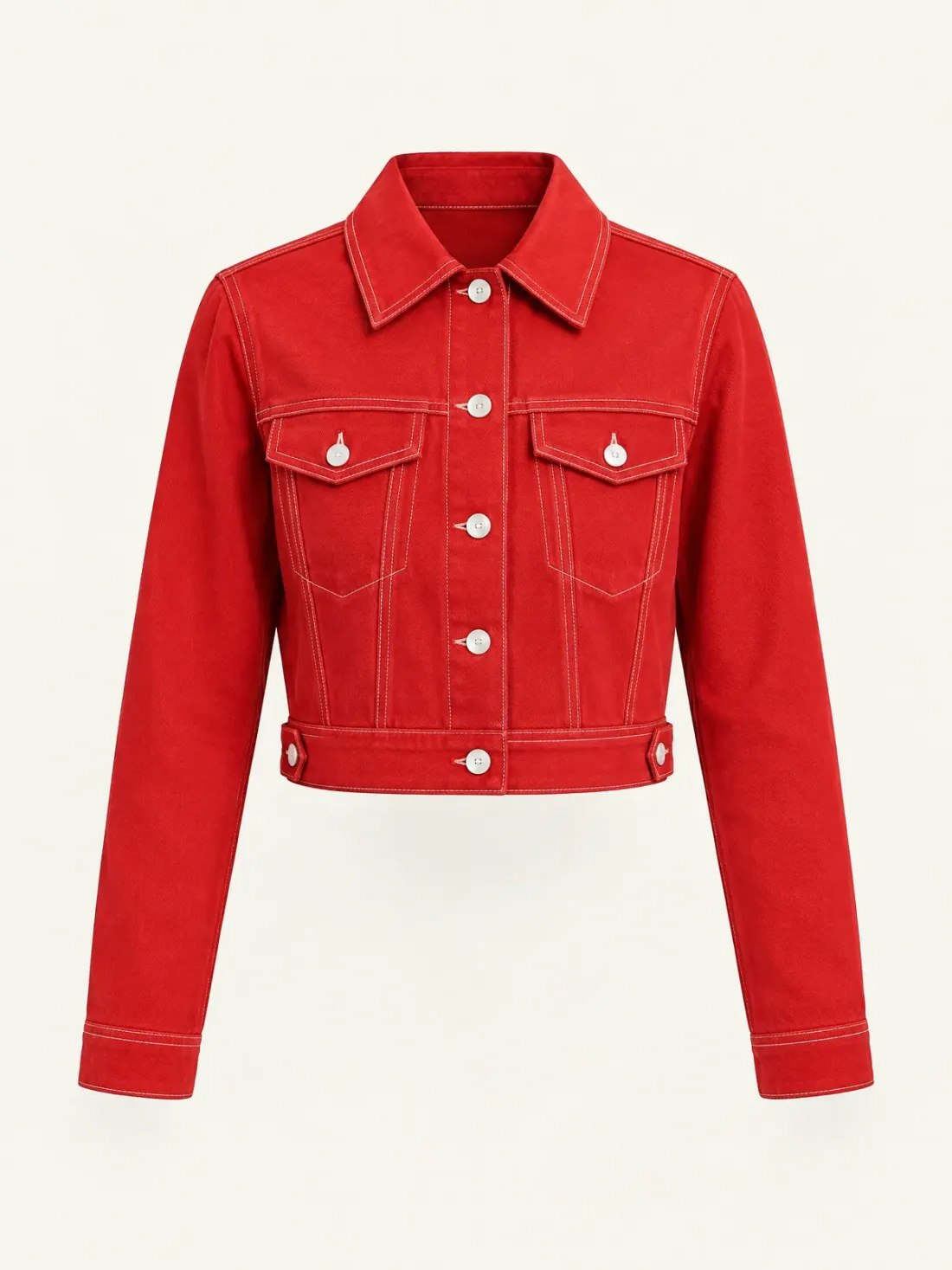 Signal Red Cropped Jacket in Signal Red, front view