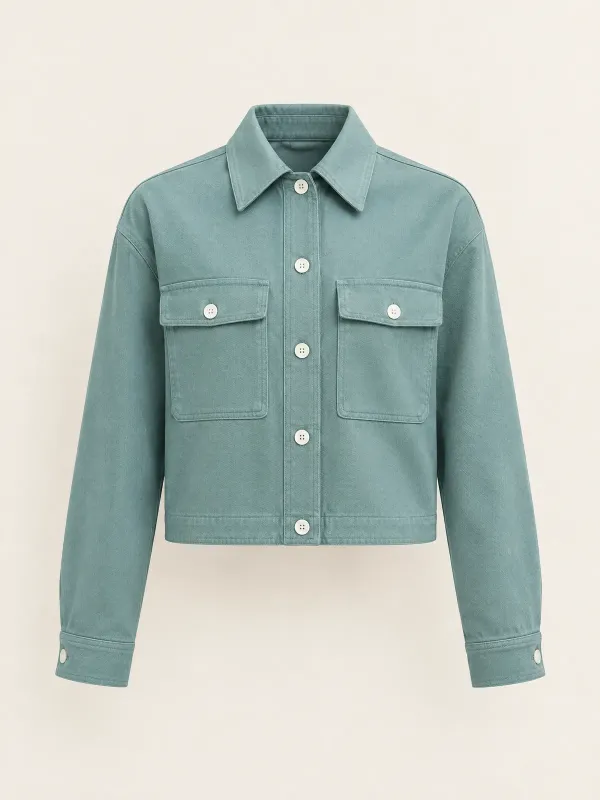 Spinnaker Overshirt Jacket in Sea Glass, front view