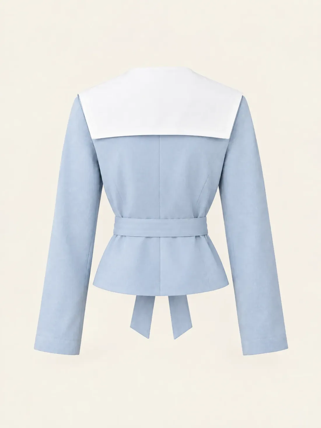 Tideline Tie-Waist Jacket in Powder Blue, back view